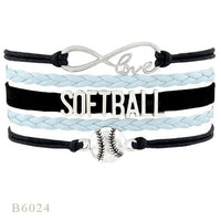 Love Infinity Softball Layered Leather Cord Bracelets