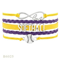 Love Infinity Softball Layered Leather Cord Bracelets