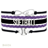 Love Infinity Softball Layered Leather Cord Bracelets