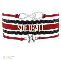 Love Infinity Softball Layered Leather Cord Bracelets