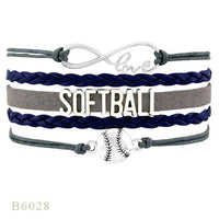 Love Infinity Softball Layered Leather Cord Bracelets