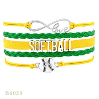 Love Infinity Softball Layered Leather Cord Bracelets