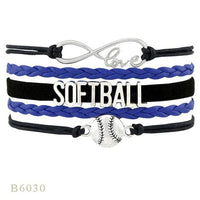 Love Infinity Softball Layered Leather Cord Bracelets