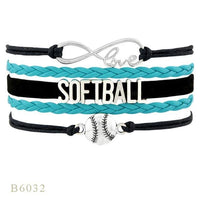 Love Infinity Softball Layered Leather Cord Bracelets