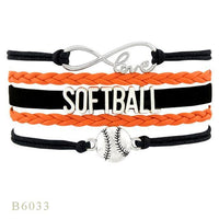 Love Infinity Softball Layered Leather Cord Bracelets
