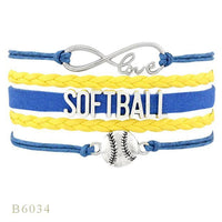 Love Infinity Softball Layered Leather Cord Bracelets