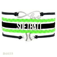 Love Infinity Softball Layered Leather Cord Bracelets