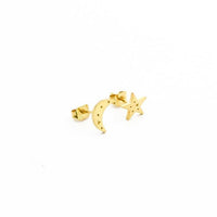 Boucles d'oreilles étoile creuse et croissant de lune