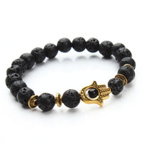 Hamsa & Lava Stone Beaded Bracelet