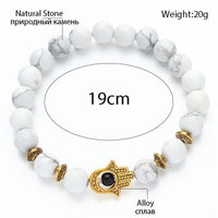 Hamsa & Lava Stone Beaded Bracelet