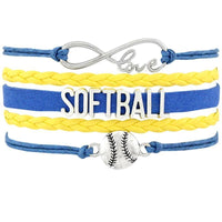 Love Infinity Softball Layered Leather Cord Bracelets