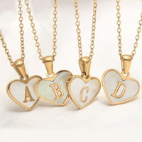 26 Letter Heart-shaped Necklace White Shell Love Clavicle Chain Fashion Personalized Necklace For Women Jewelry Valentine's Day
