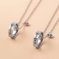 Engraved His Crazy Her Weirdo Ring Set Pendant Crystal Charm Couple Necklace

