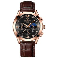 Reloj de moda de acero inoxidable de cuero genuino con calendario luminoso resistente al agua (para hombre)

