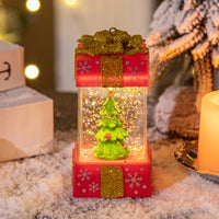 Christmas Gift Box Snow Globe Ornament Lights
