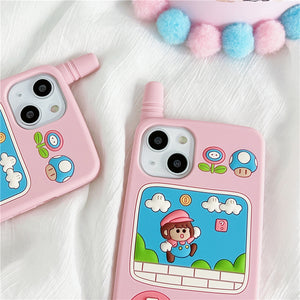 Cute Pinky Boo Cartoon Game Machine iPhone Case