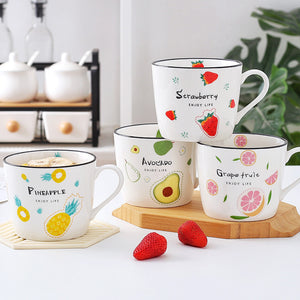 Nordic Fruit Print Breakfast Mugs
