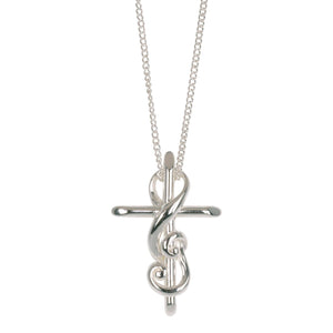 Mobius G Clef Cross Necklace
