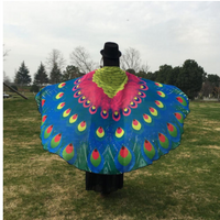 Capa de pavo real de gasa para Halloween con plumas de pavo real