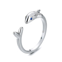 Creative 925 Silver Plated Fashionable Female Shark Ring
