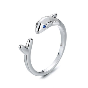 Creative 925 Silver Plated Fashionable Female Shark Ring