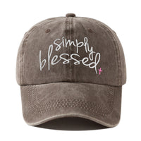 Simply Blessed Wide Brim Sunshade Washed Embroidered English Letter Baseball Cap
