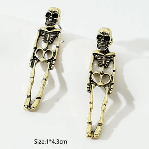 Halloween Earrings Skull Simulation Human Skeleton Detachable Stud Earrings