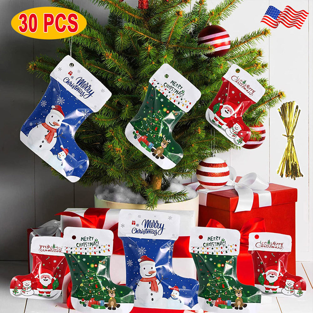 Christmas Stocking Ziplock Bags (30 Pcs - Assorted Sizes)