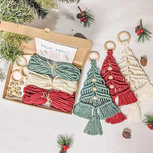 Paquet matériel de bricolage pour arbre de noël, ficelle en coton tissée à la main