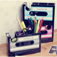 Retro Cassette Tape Multifunctional Pen Holder Creative Office Desktop Stationery Storage Box