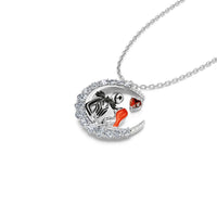 Halloween Moon-shaped Skull Necklace With Rhinestones Couple Love Clavicle Necklace Men And Women Jewelry Accessories
