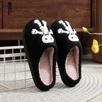 Halloween Skeleton Embroidery Cotton Slippers
