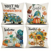 Pillowcase Linen Pumpkin Cartoon Car Thanksgiving Wreath