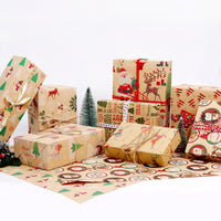 Kraft Paper Creative Gift Box Decorative Paper Santa Claus Snowman Snowflake Wrapping Paper
