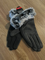 Stylish Touch Screen Fleece Lined Driving Gloves With Fur Trim
