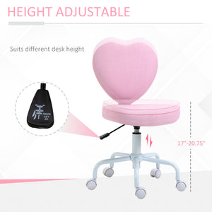 Love Shape Swivel Leisure Chair On Wheels Upholstery Home Office Computer Chair Linen Fabric Vanity Seat For Girls Women