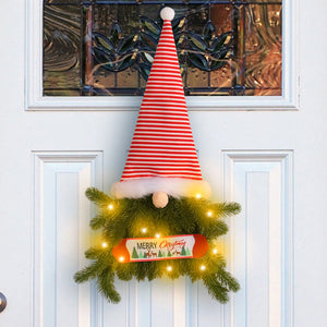 Gnome Christmas Wreath with Lights