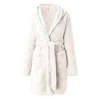 Plush Hooded Short Bath Robe
