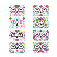 Sugar Skull Day of the Dead Neon Face Tattoo Stickers
