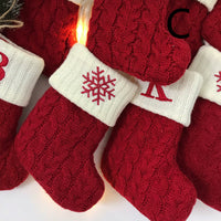 Woolen Knitted Christmas Letter Socks Decoration Pendant Gift Bag Stocking
