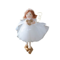 Christmas White Tulle Skirt Golden Wings Angel Girl Pendant
