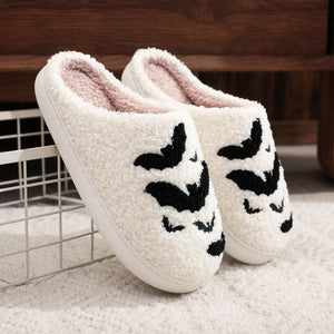 Bat Slippers Halloween Indoor House Shoes For Women Men Soft Plush Cozy