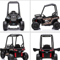12V Kids Off-Road UTV Electric Ride On Car Black Camouflage High Roof Remote Control Lights MP3 Adventure Toys
