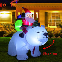 Papá Noel inflable montando oso Polar 2M inflable de Navidad decoración de jardín interior y exterior
