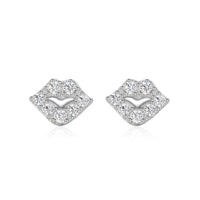S925 Sterling Silver Kiss Lips Pave Earrings