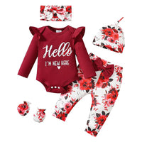 Newborn Baby Girl 'Hello I'm New Here' Romper Set

