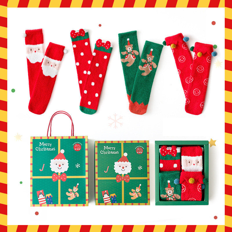 Parent-child Christmas Socks Thickened Half Velvet Gift Sets