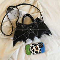 Halloween Spider Web Shape Shoulder Bags Personality Batgirl Tide Pu Handbags Fashoin Messenger Crossbody Bag
