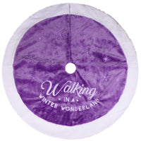 Winter Wonderland Embroidered Purple Coral Velvet Tree Skirt
