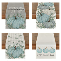 Thanksgiving Pumpkin Printed Linen Table Runner
